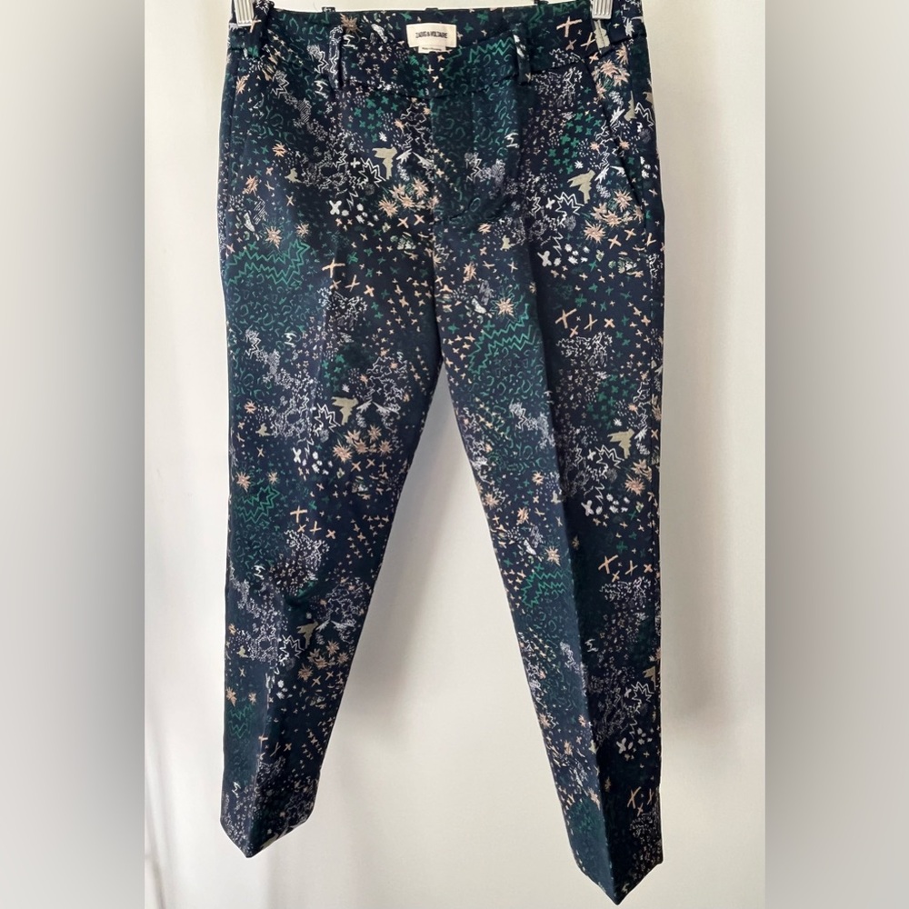 ZADIG & VOLTAIRE Posh Mixed-Print Metallic Jacquard Cropped Trousers - Picture 2 of 12